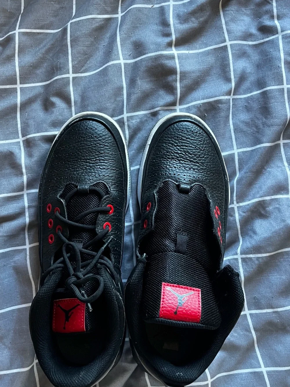 Jordan Black and Red Men's Mid-Top Sneakers